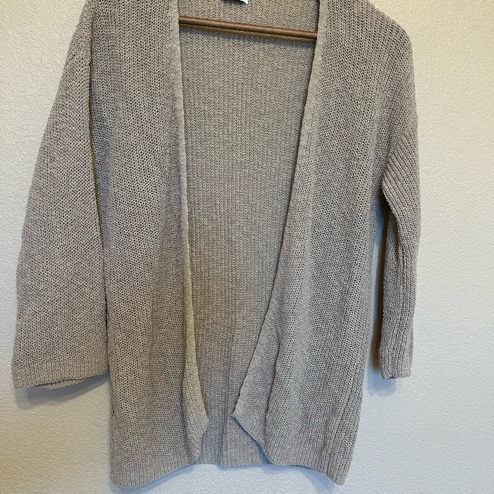Mango Linen Cream Beige Open Cardigan Size Small